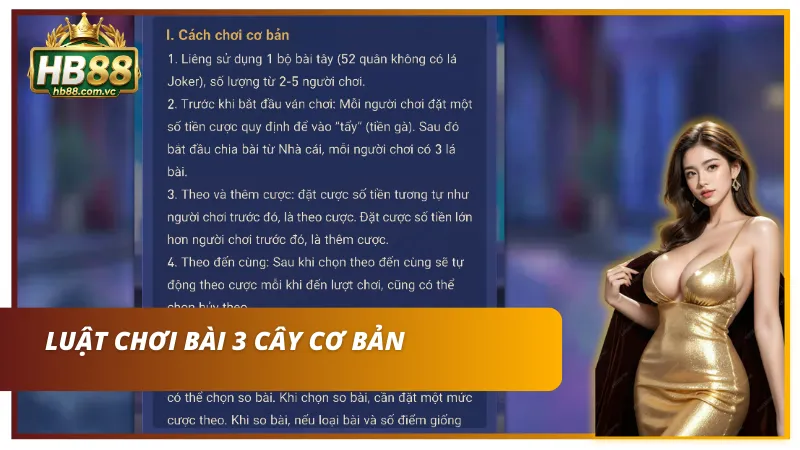 Tìm hiểu chi tiết luật chơi bài 3 cây để tự tin đặt cược tại HB88