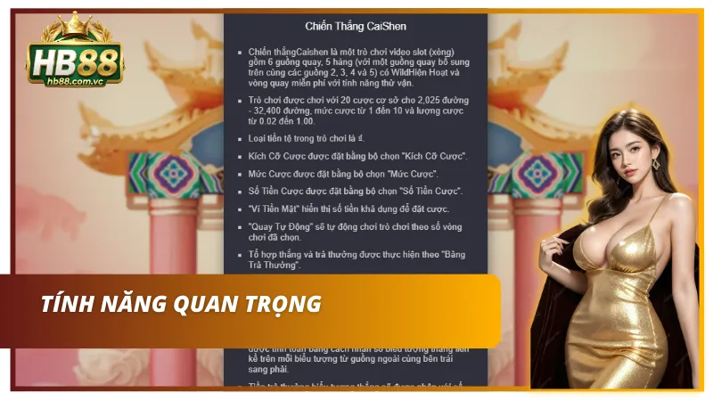 Top 04 tính năng trong Chiến Thắng Caishen